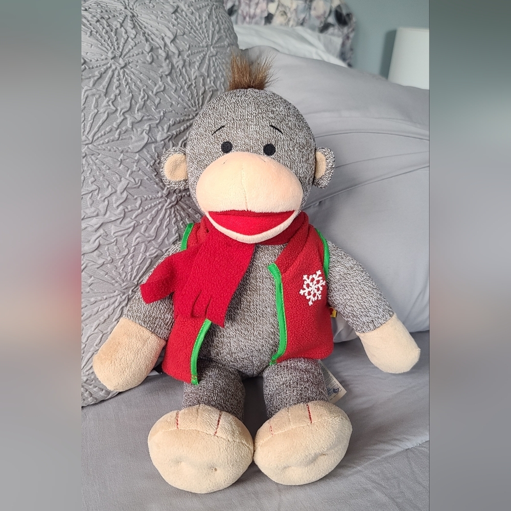 Large Build A Bear- Sock Monkey Doll Stuffed Animal -Collectible Limited Edition